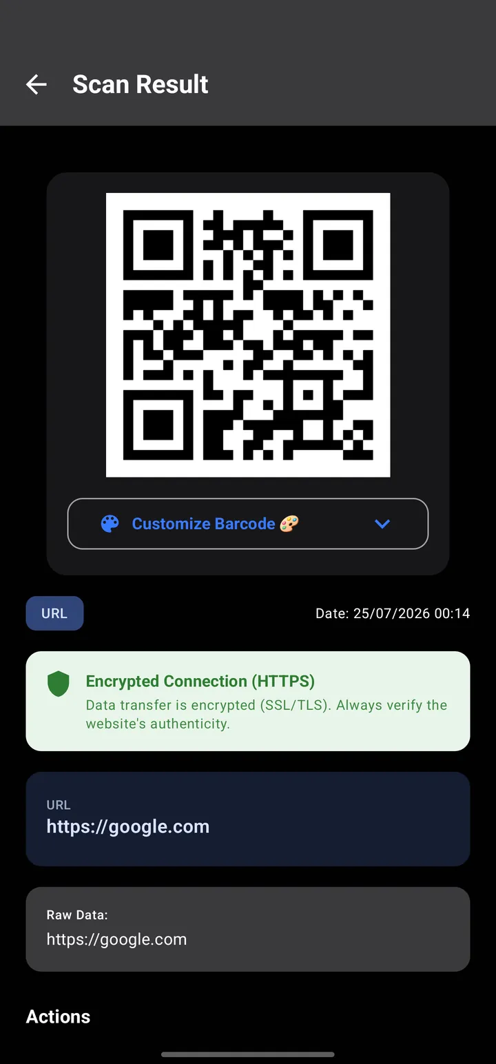 Scan result for a website link with an HTTPS security check